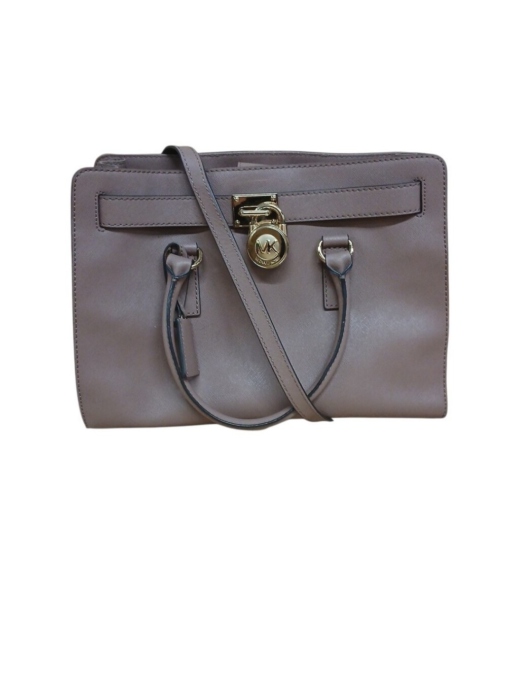 MICHAEL Michael Kors Mauve Leather Satchel with Gold Hardware